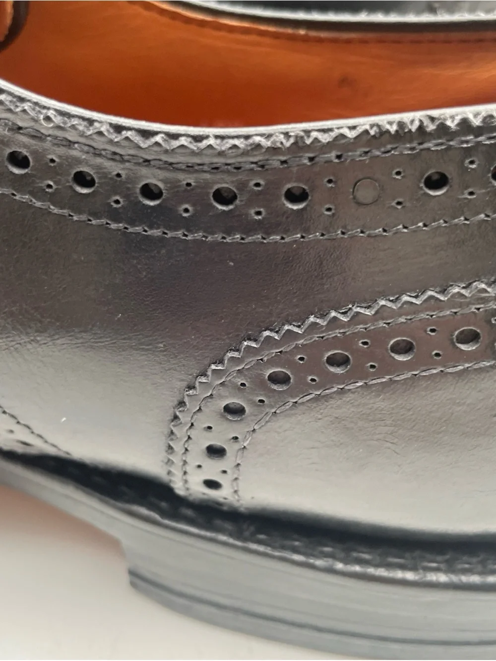 Allen Edmonds Black Leather Cap-Toe Derby Shoes with Broguing